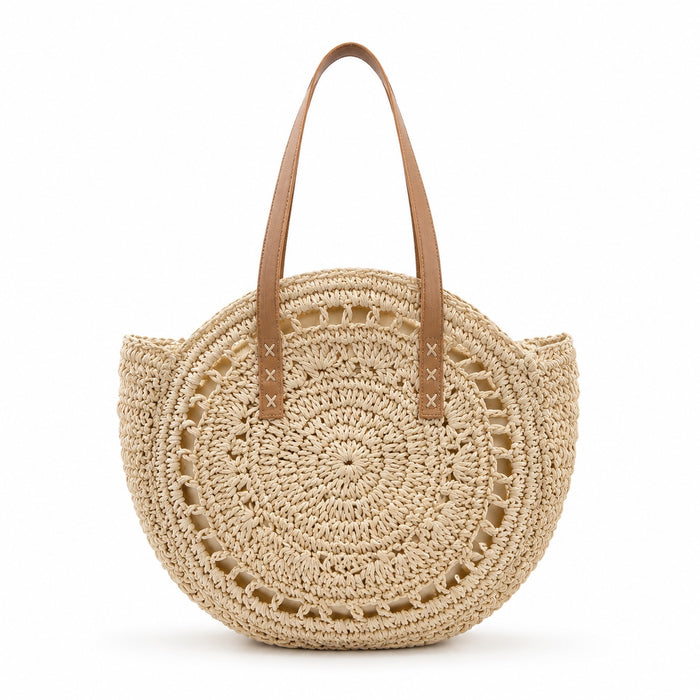 Budva - Round Rattan Bag, front view on white background