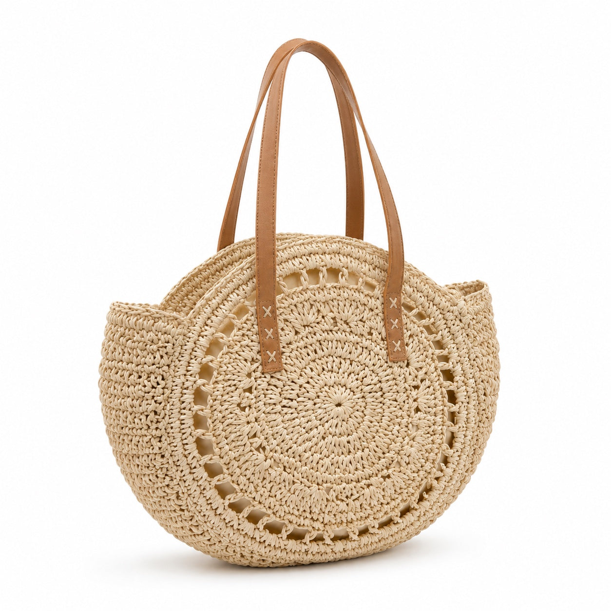 Budva - Round Rattan Bag, three-quarter front view