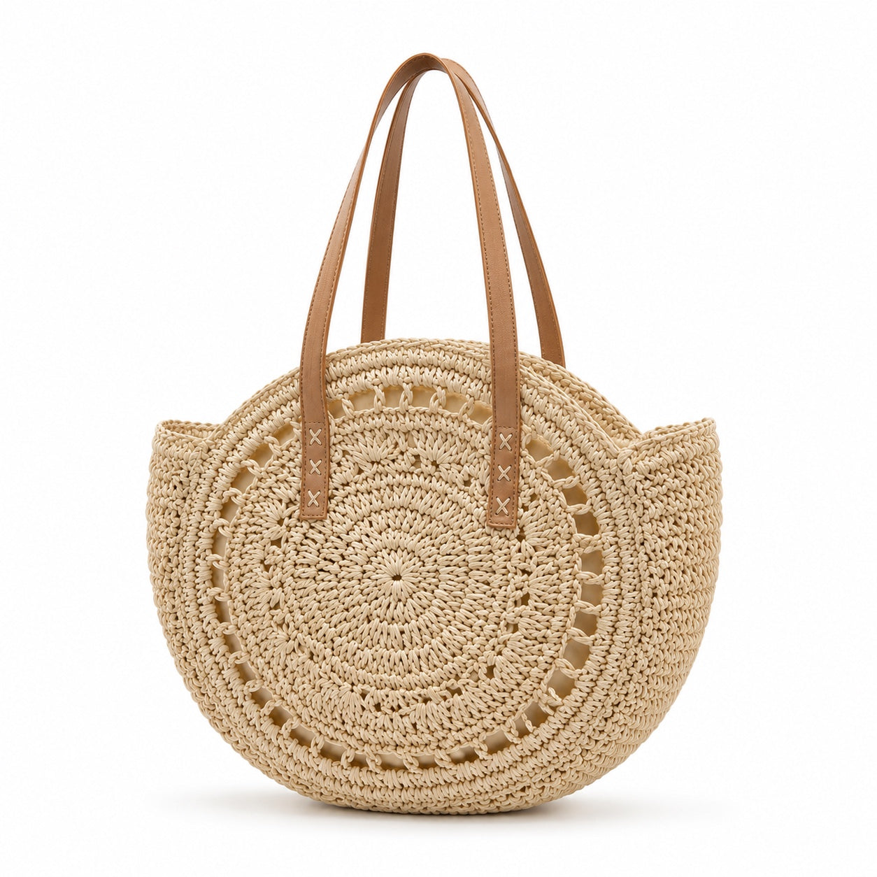 Budva - Round Rattan Bag, three-quarter back view