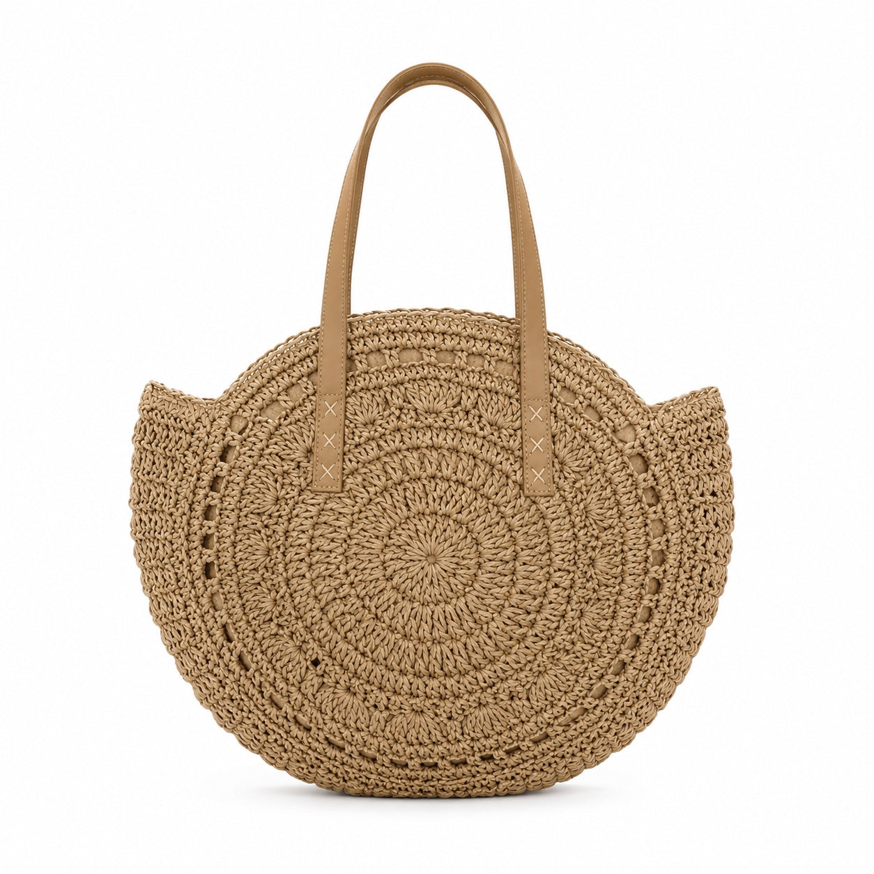 Budva - Round Rattan Bag in Khaki, front view