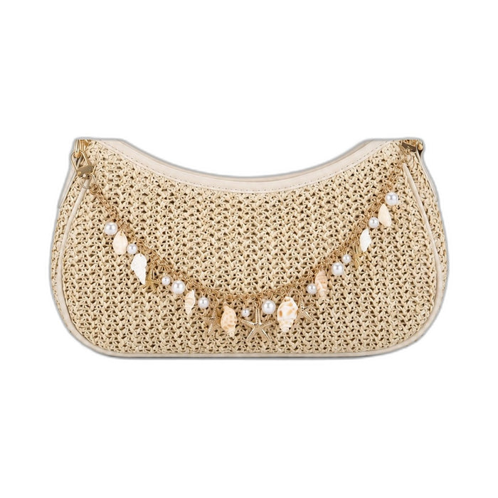Sestri - Straw Crossbody Bag, front view on white background