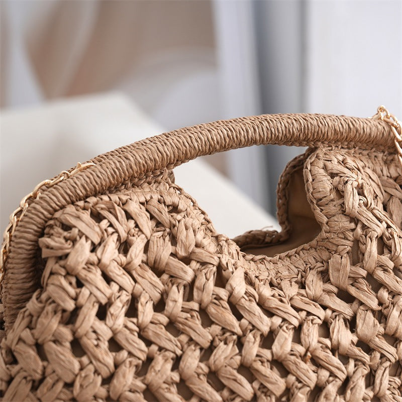 Summer Straw Weave Womens Bag All-Match Casual Chain-Strap Shoulder