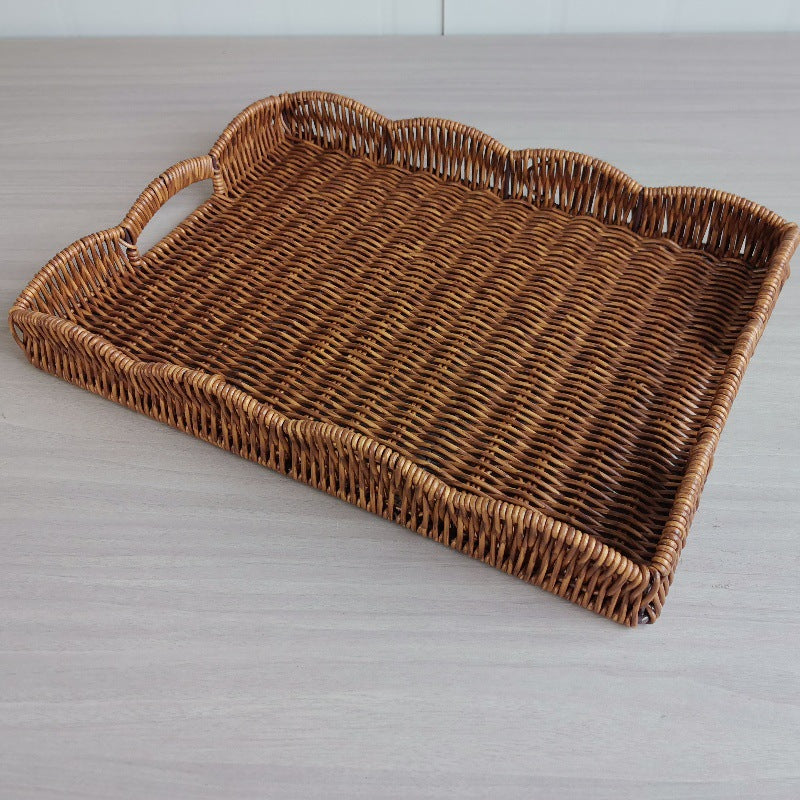 Simple Home Rattan-Style Woven Vegetable And Fruit Basket Desktop Sundries Storage Basket