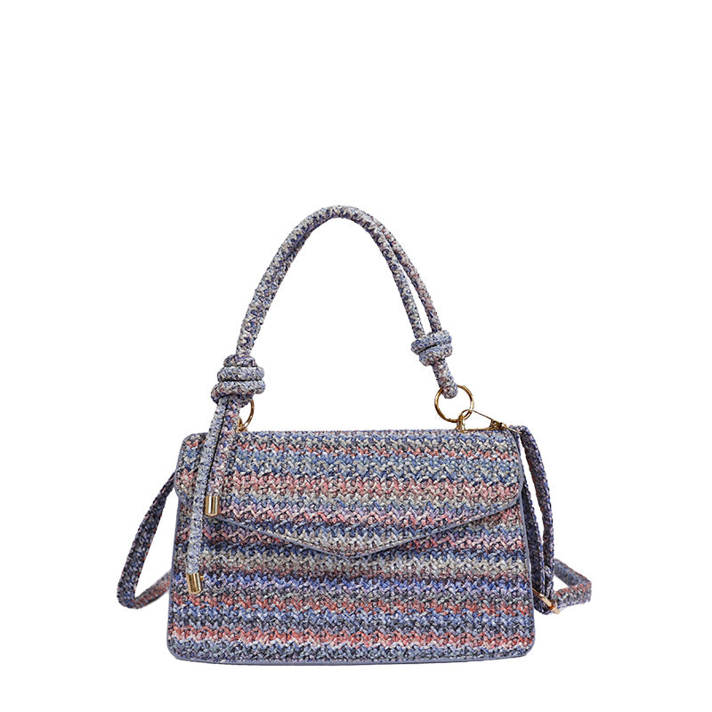 Straw-woven Color-block Shoulder Bag Commuter Crossbody Bag
