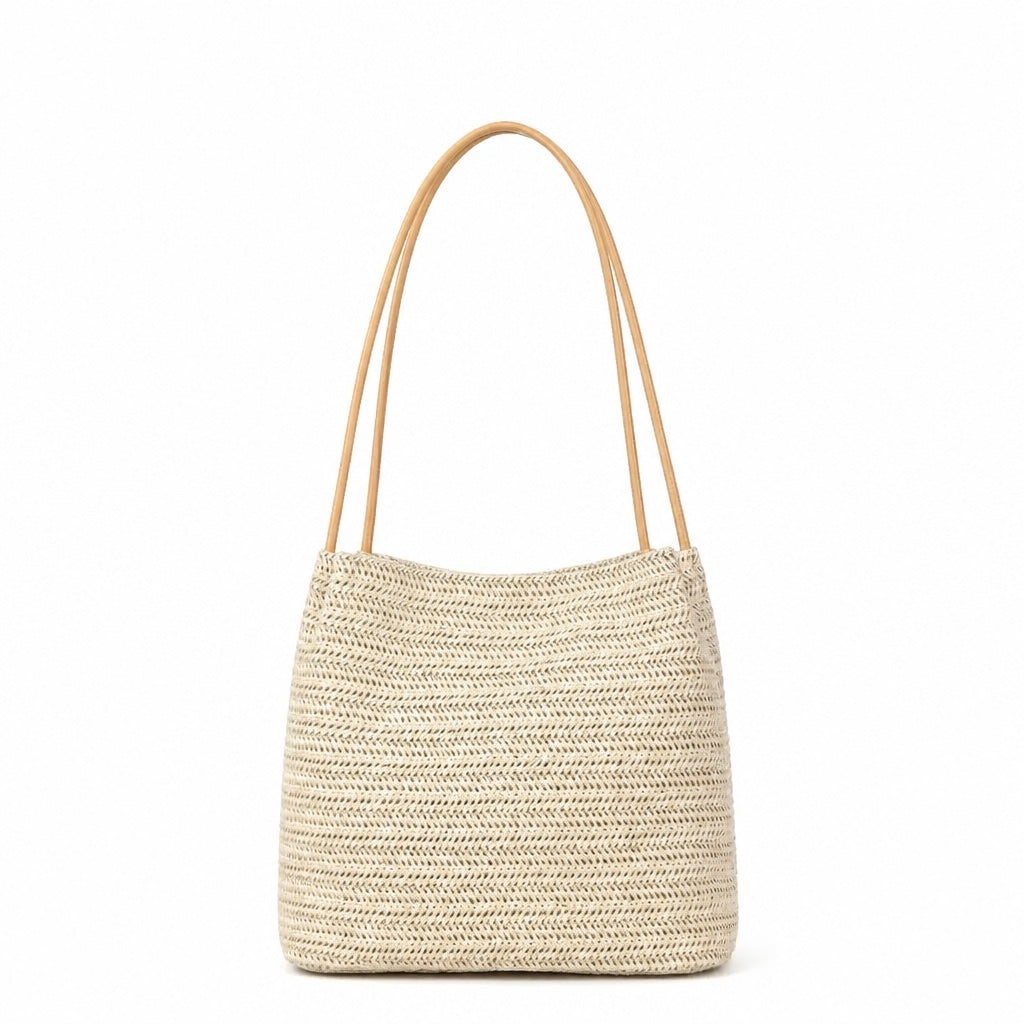 Cadaques - Straw Shoulder Bag, front view on white background
