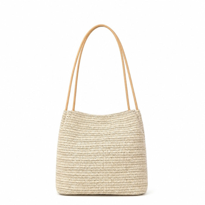 Cadaques - Straw Shoulder Bag, front view on white background