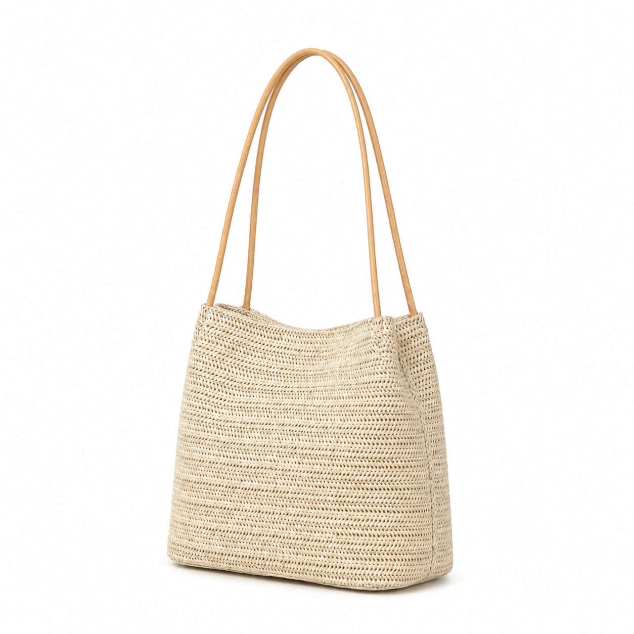 Cadaques - Straw Shoulder Bag, three-quarter front view