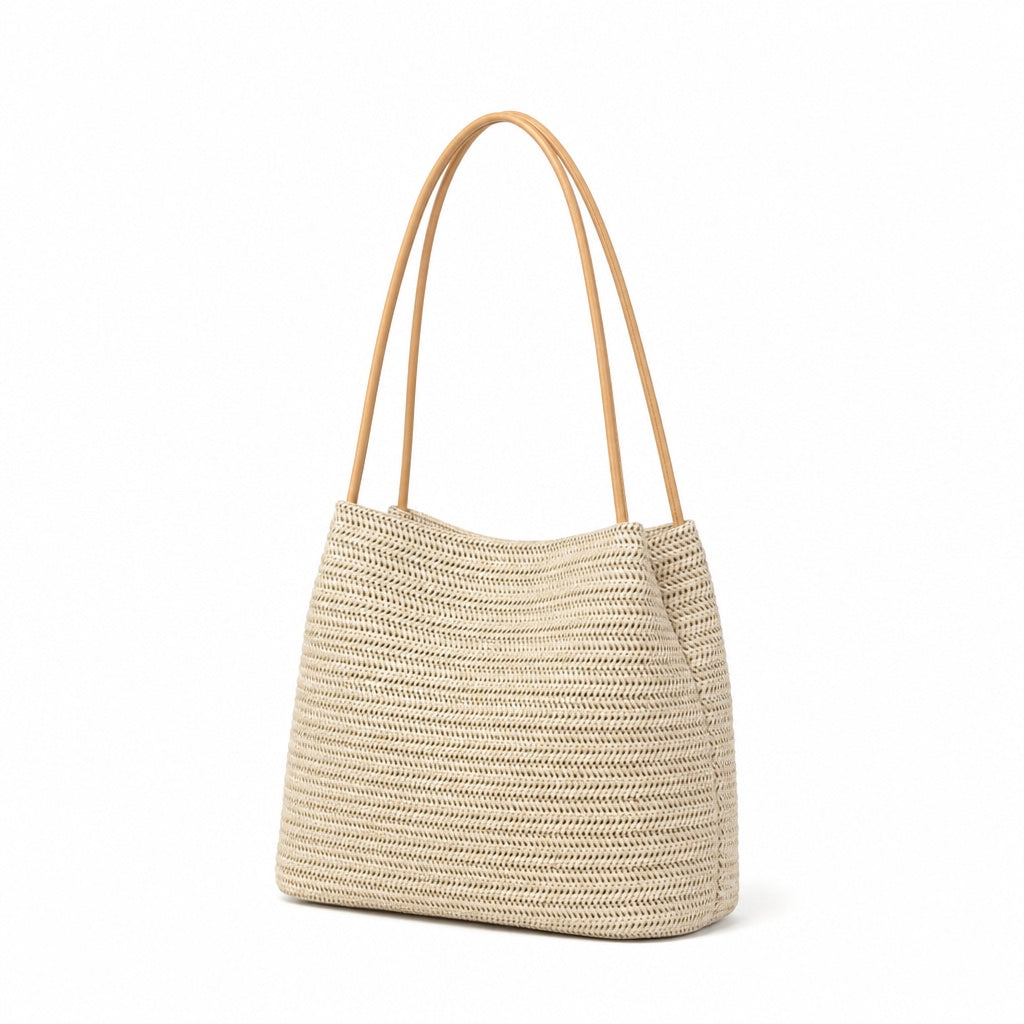 Cadaques - Straw Shoulder Bag, three-quarter back view
