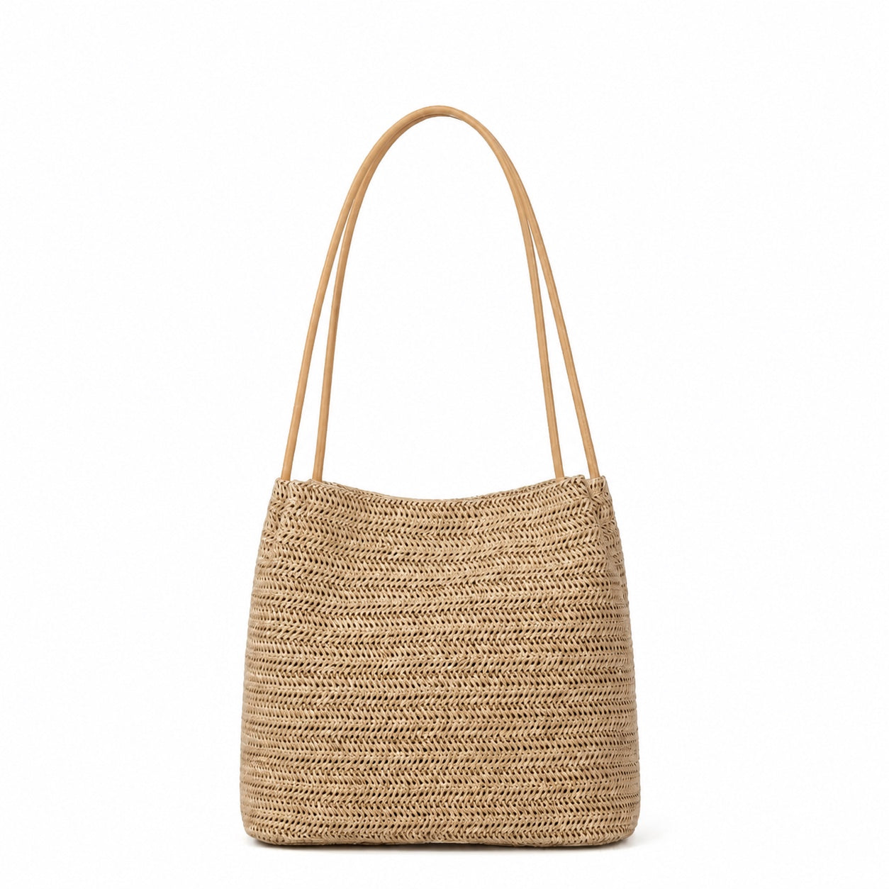 Cadaques - Straw Shoulder Bag in Beige, front view