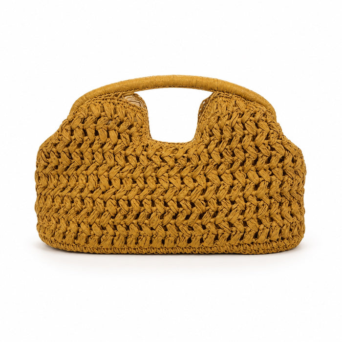 Cagliari - Rattan Clutch, front view on white background