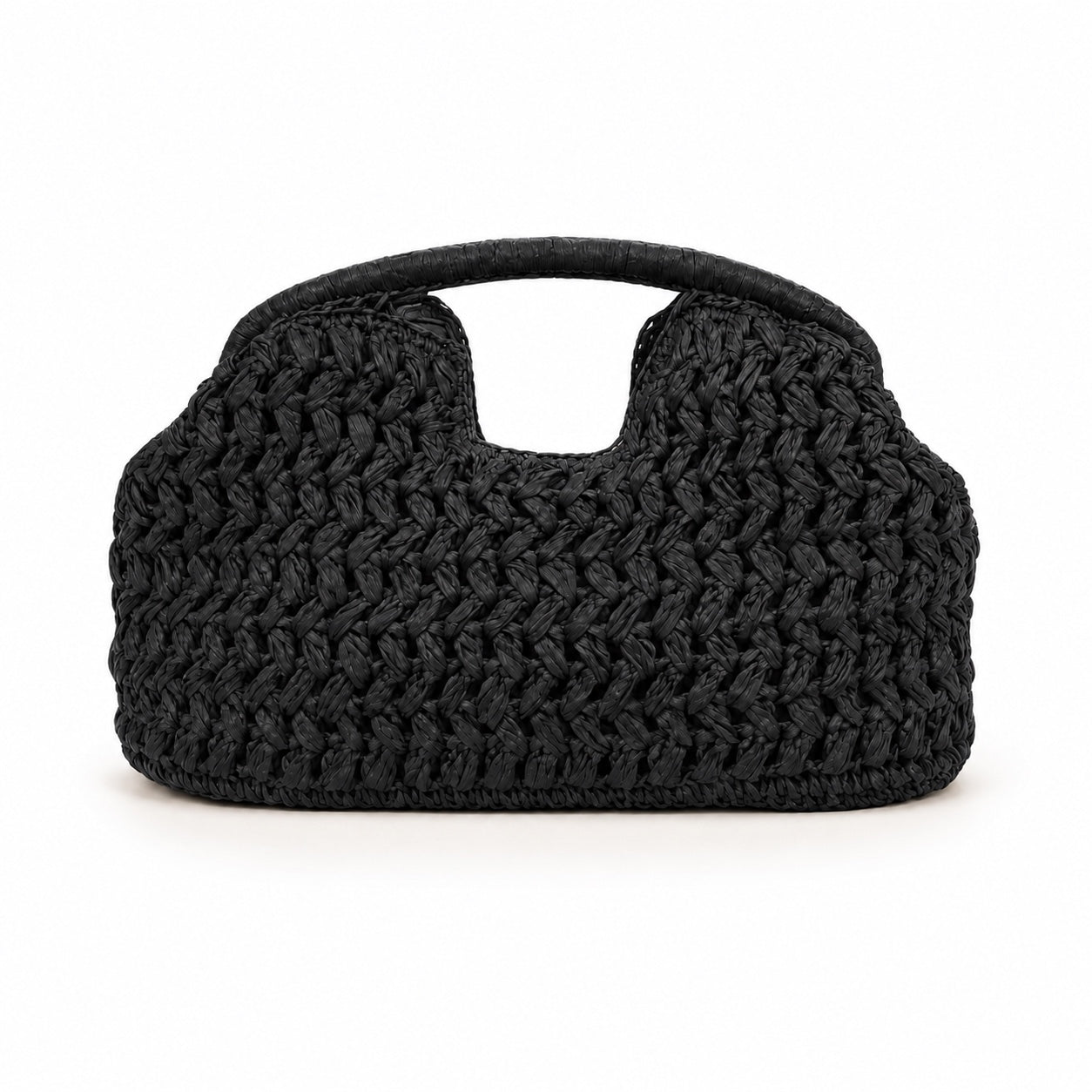 Cagliari - Rattan Clutch in Black Purple, front view