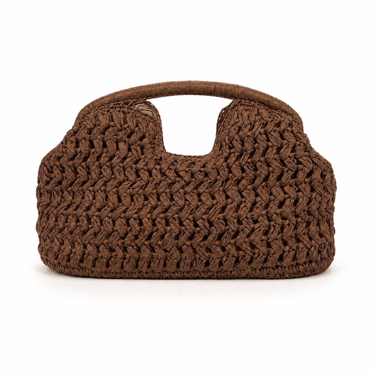 Cagliari - Rattan Clutch in Yellow Brown, front view