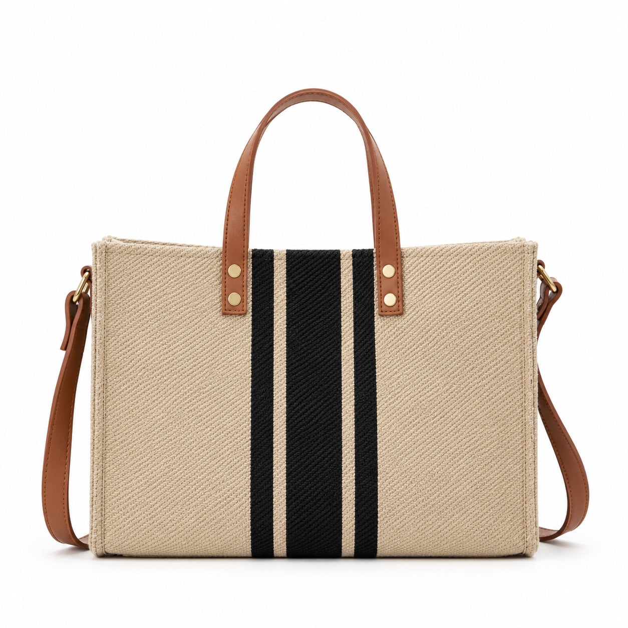 Calasetta - Straw Crossbody Bag in Black, front view on white background