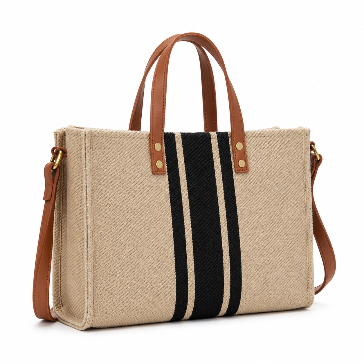 Calasetta - Straw Crossbody Bag in Black, three-quarter front view