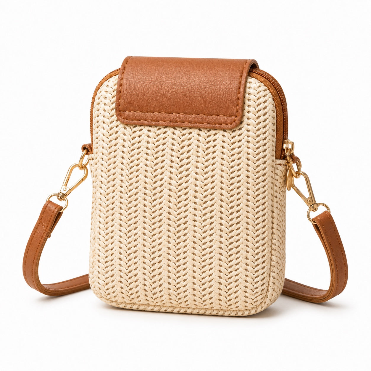 Calella - Straw Crossbody Bag, three-quarter back view