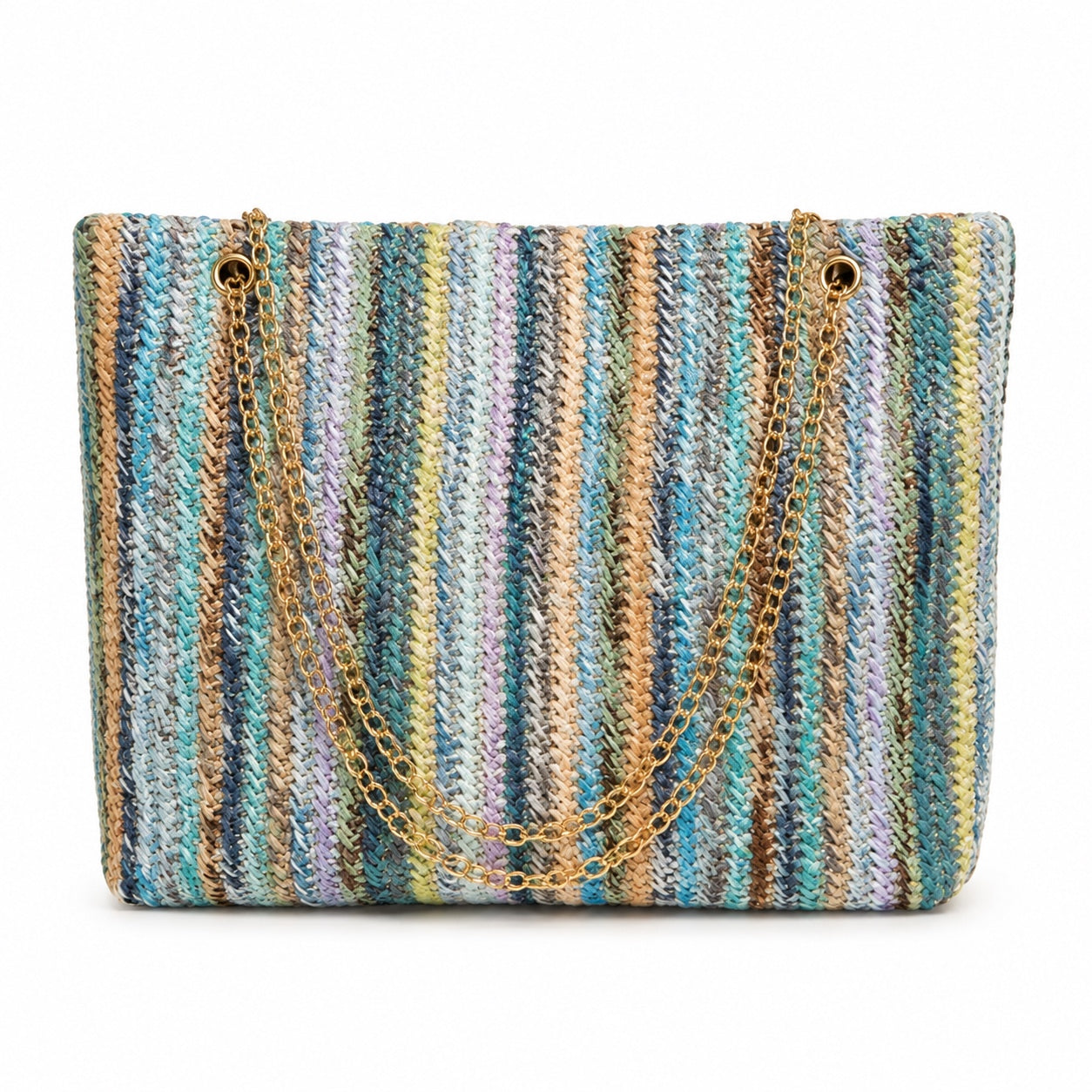 Calpe Rattan Crossbody Bag in Blue, front view