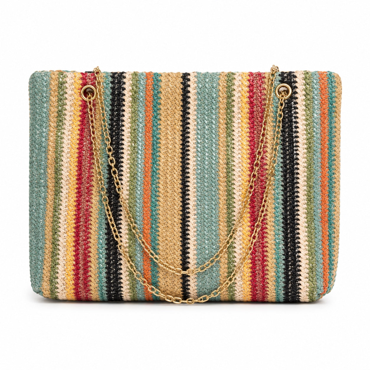 Calpe Rattan Crossbody Bag in green, front view