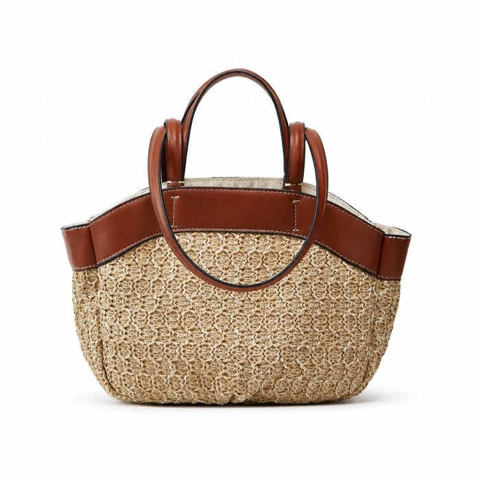 Camogli Straw Tote Bag, front view on white background