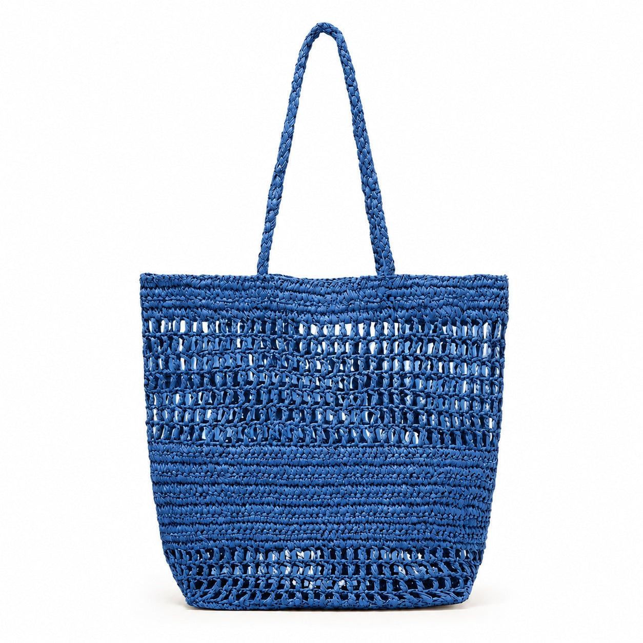 Carloforte - Straw Shoulder Bag in blue, front view