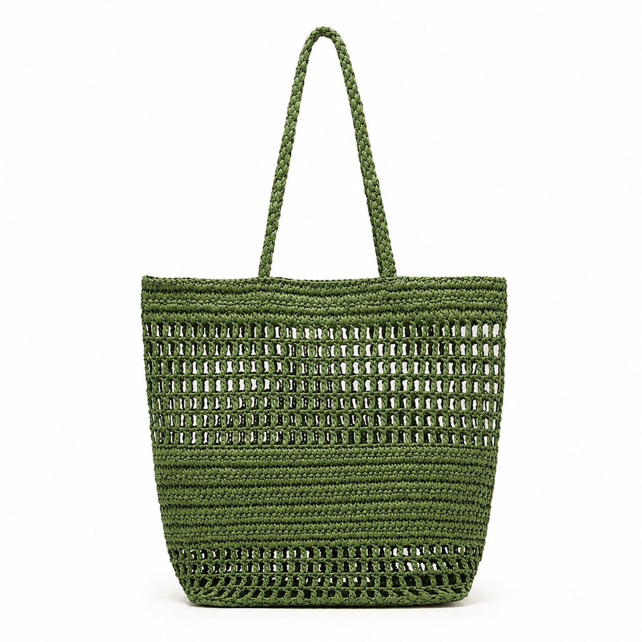 Carloforte - Straw Shoulder Bag in green, front view