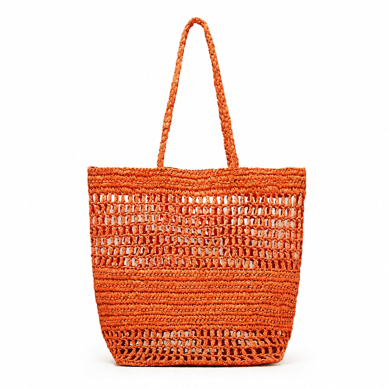 Carloforte - Straw Shoulder Bag in orange, front view