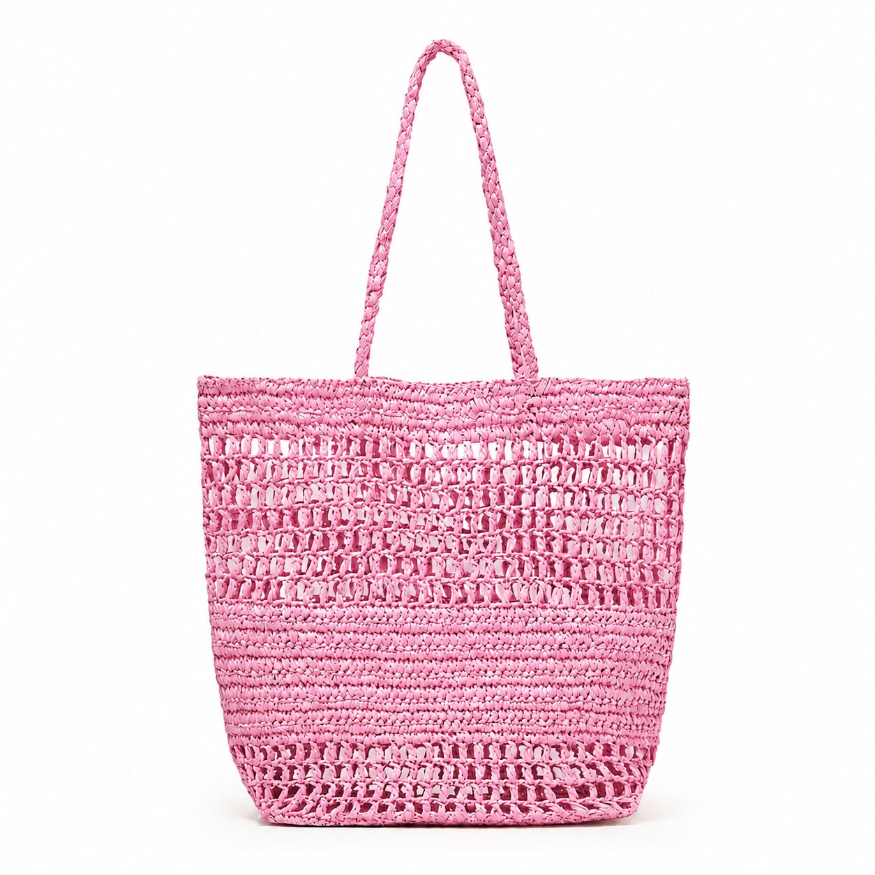 Carloforte - Straw Shoulder Bag in pink, front view