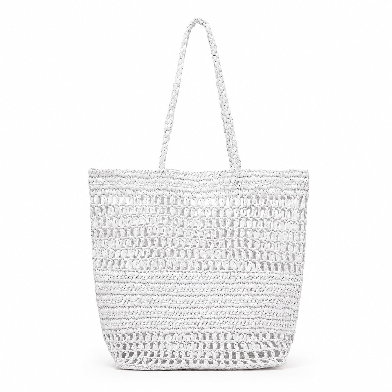 Carloforte - Straw Shoulder Bag in white, front view