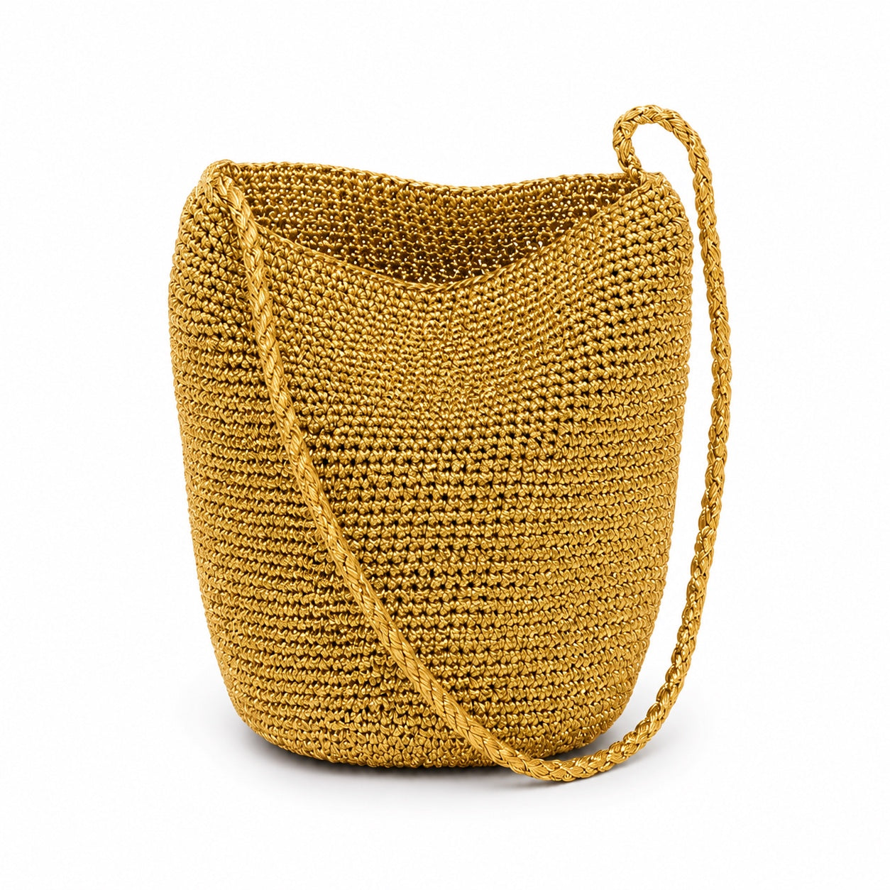 Cascais - Straw Bucket Bag in Gold, front view