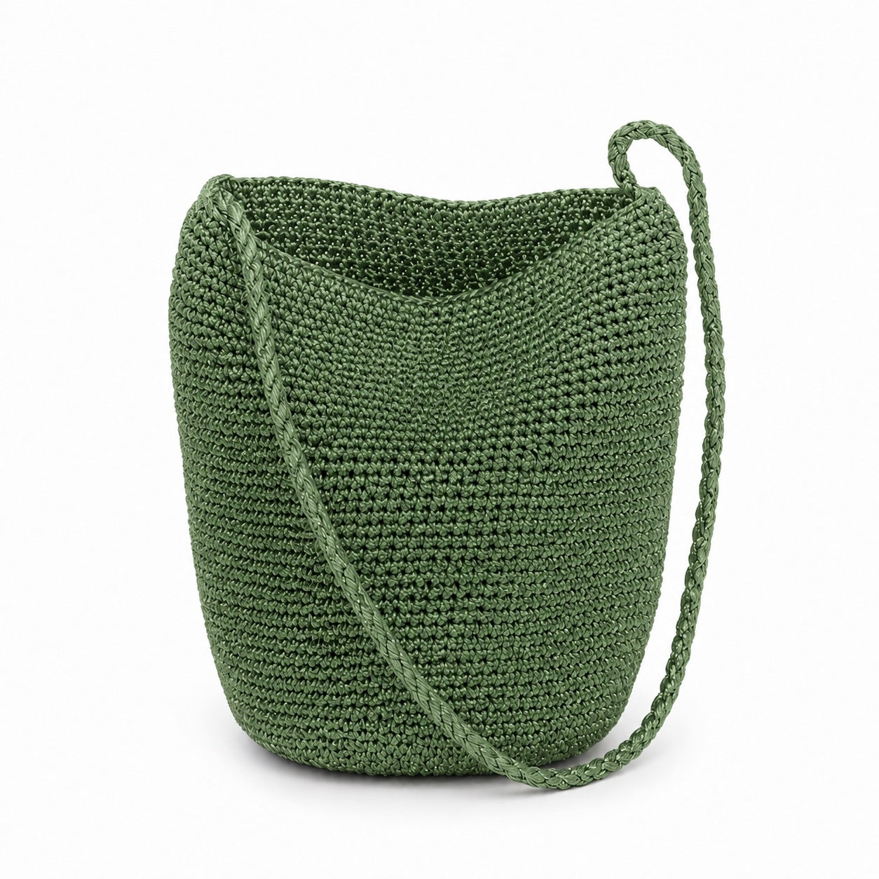Cascais - Straw Bucket Bag in Green, front view