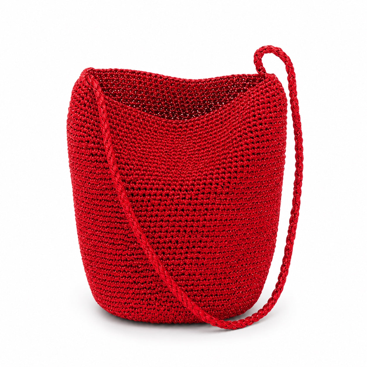 Cascais - Straw Bucket Bag in Red, front view