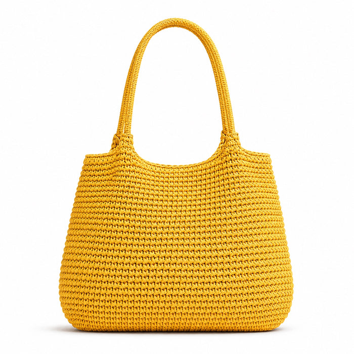 Cassis - Raffia Tote Bag in Yellow 36Cm, front view on white background