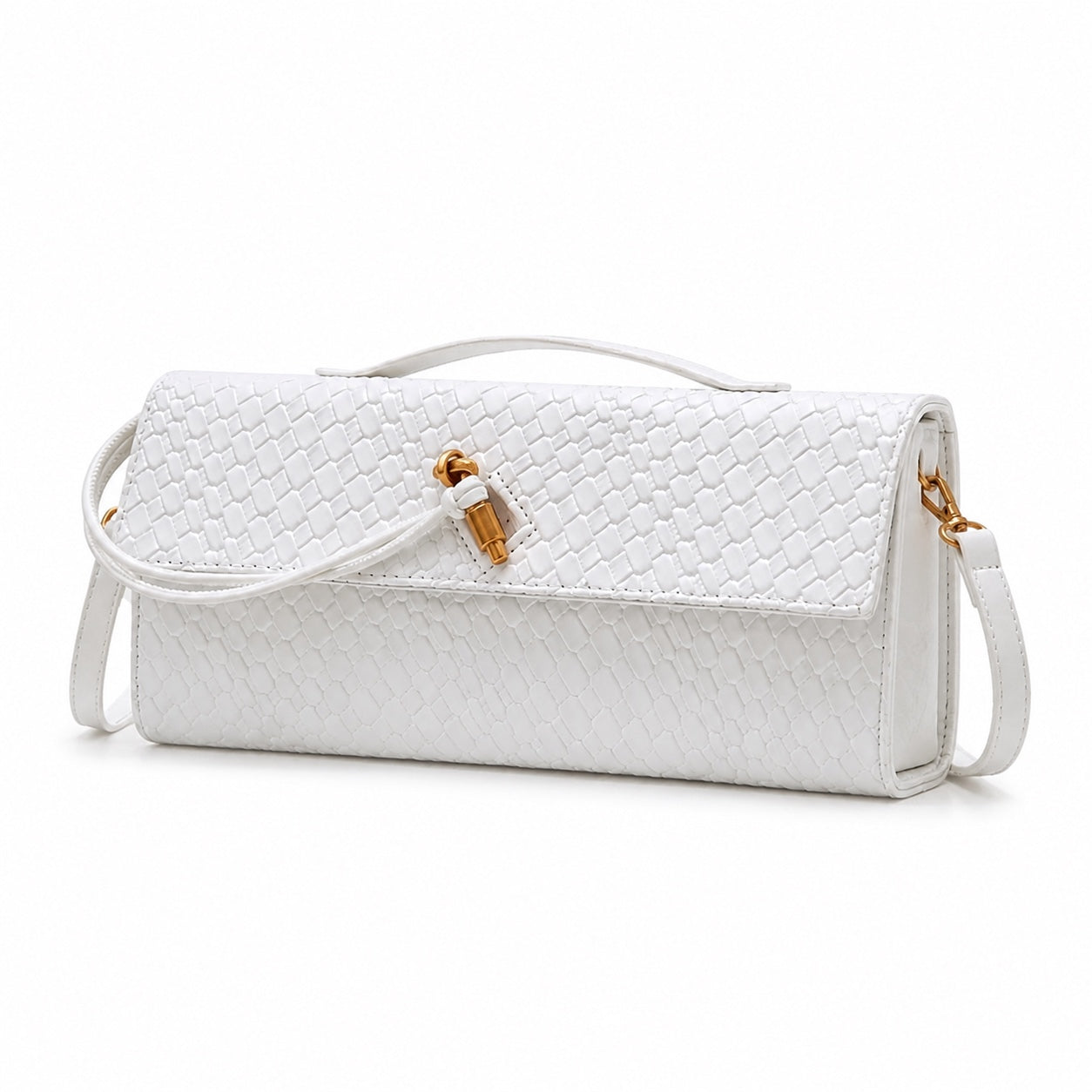 Cefalu - Straw Crossbody Bag, three-quarter front view