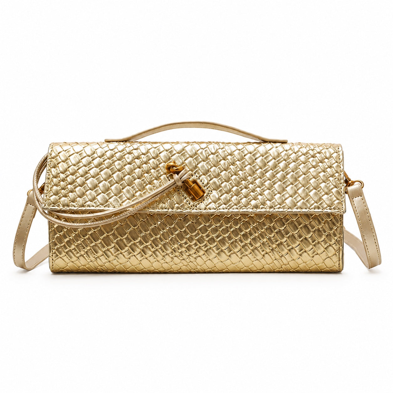 Cefalu - Straw Crossbody Bag in Gold, front view