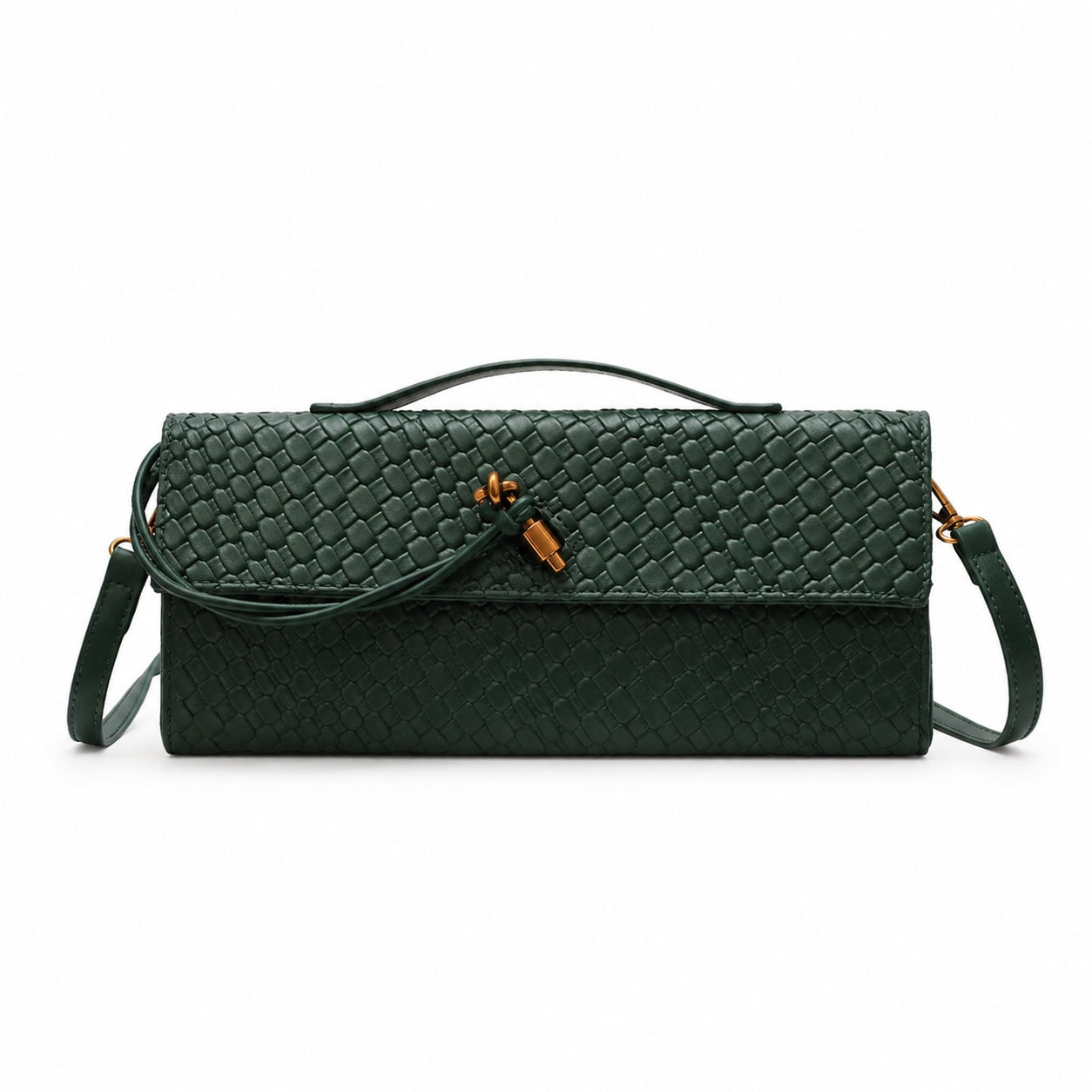 Cefalu - Straw Crossbody Bag in Green, front view