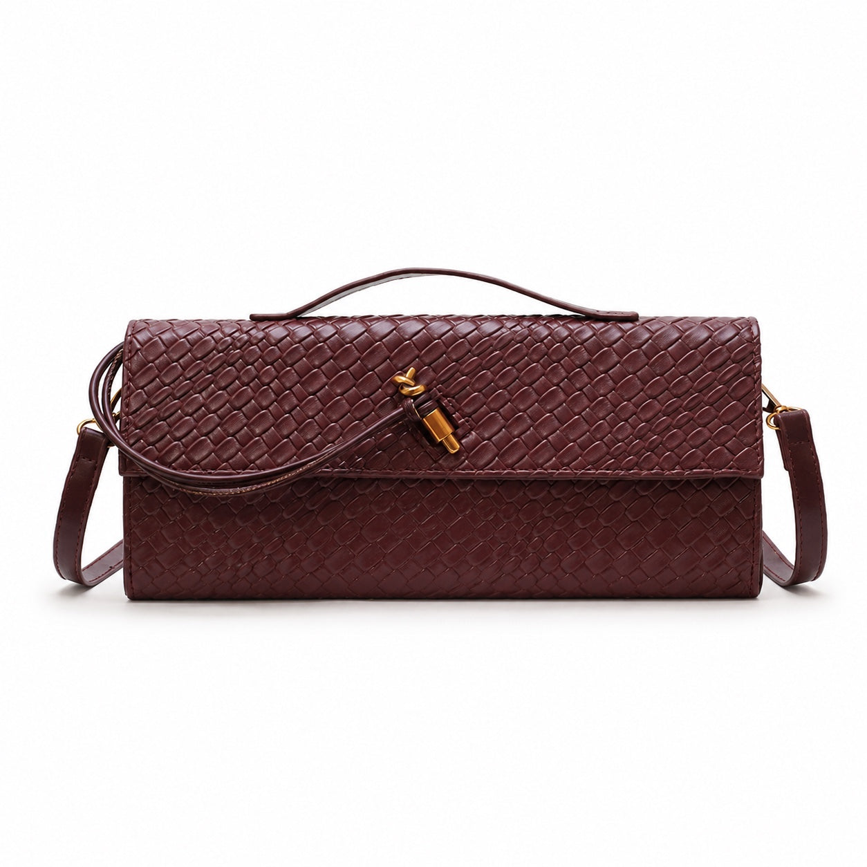 Cefalu - Straw Crossbody Bag in Wine Red, front view