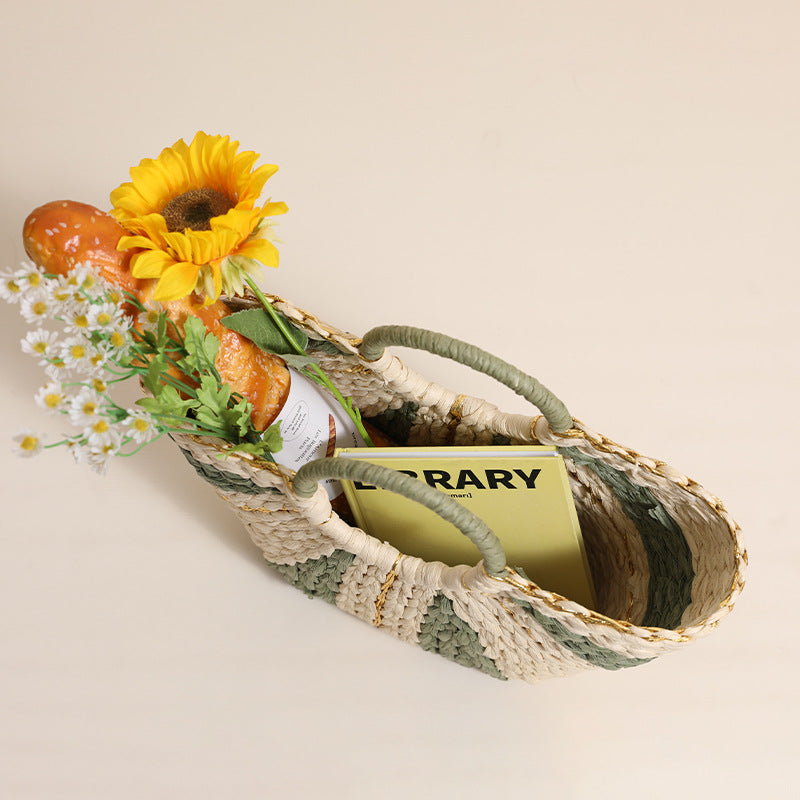 Fresh-style Large-capacity Handheld Straw Woven Bag