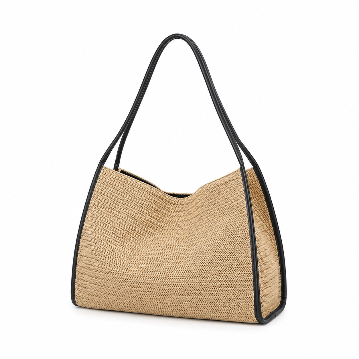 Chania - Straw Tote Bag, three-quarter back view