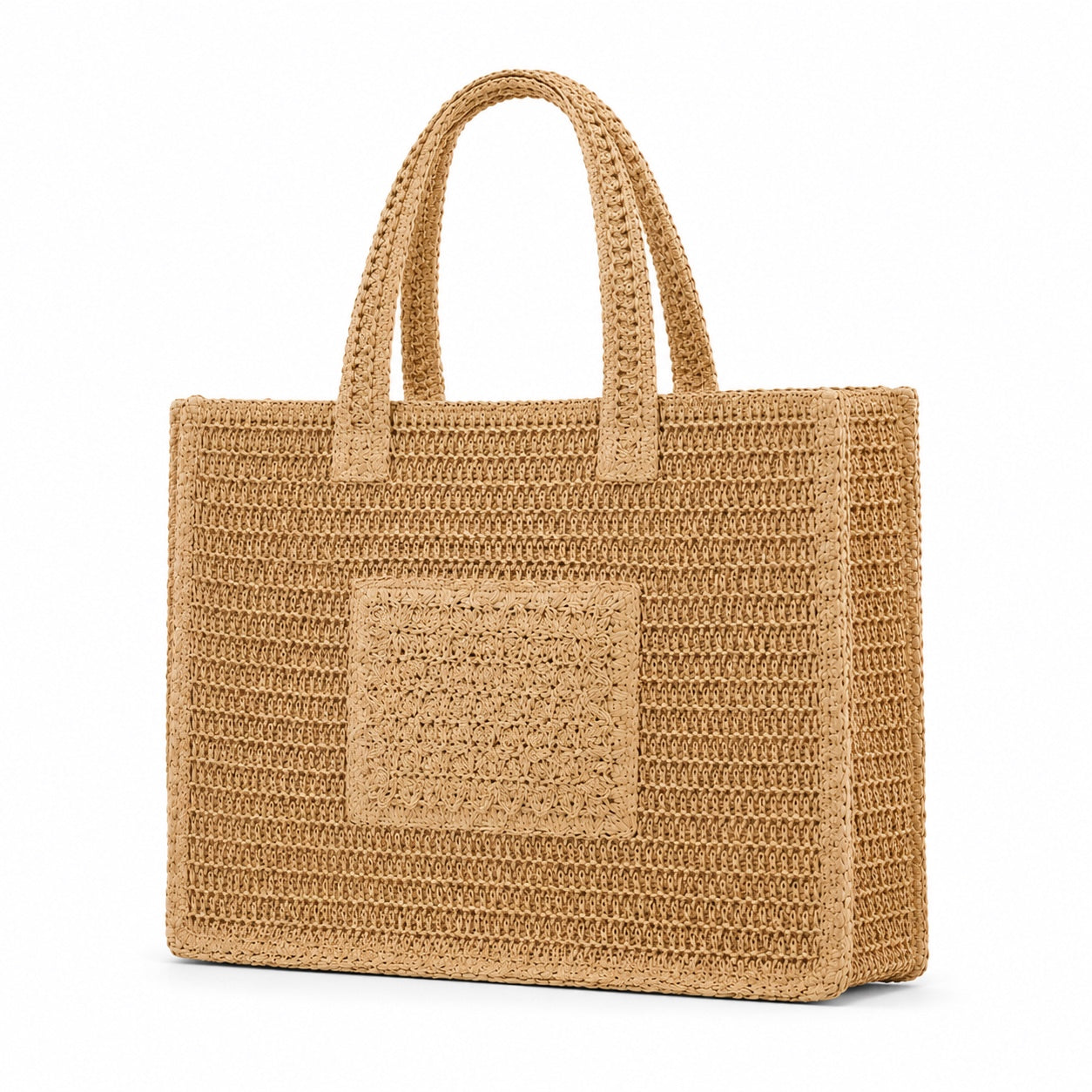 Ciutadella - Straw Beach Tote, three-quarter front view