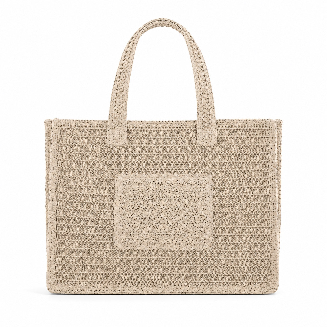 Ciutadella - Straw Beach Tote in beige straw bag, front view