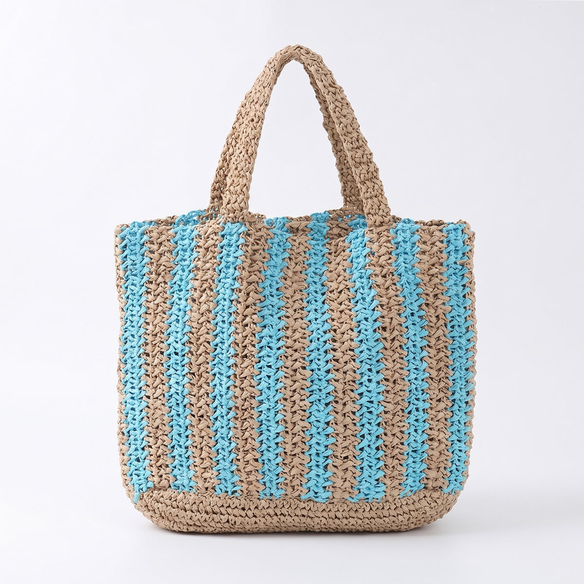Comillas - Raffia Tote Bag in Blue, front view
