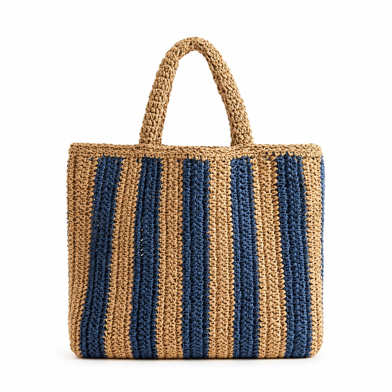 Comillas - Raffia Tote Bag in Blue, front view