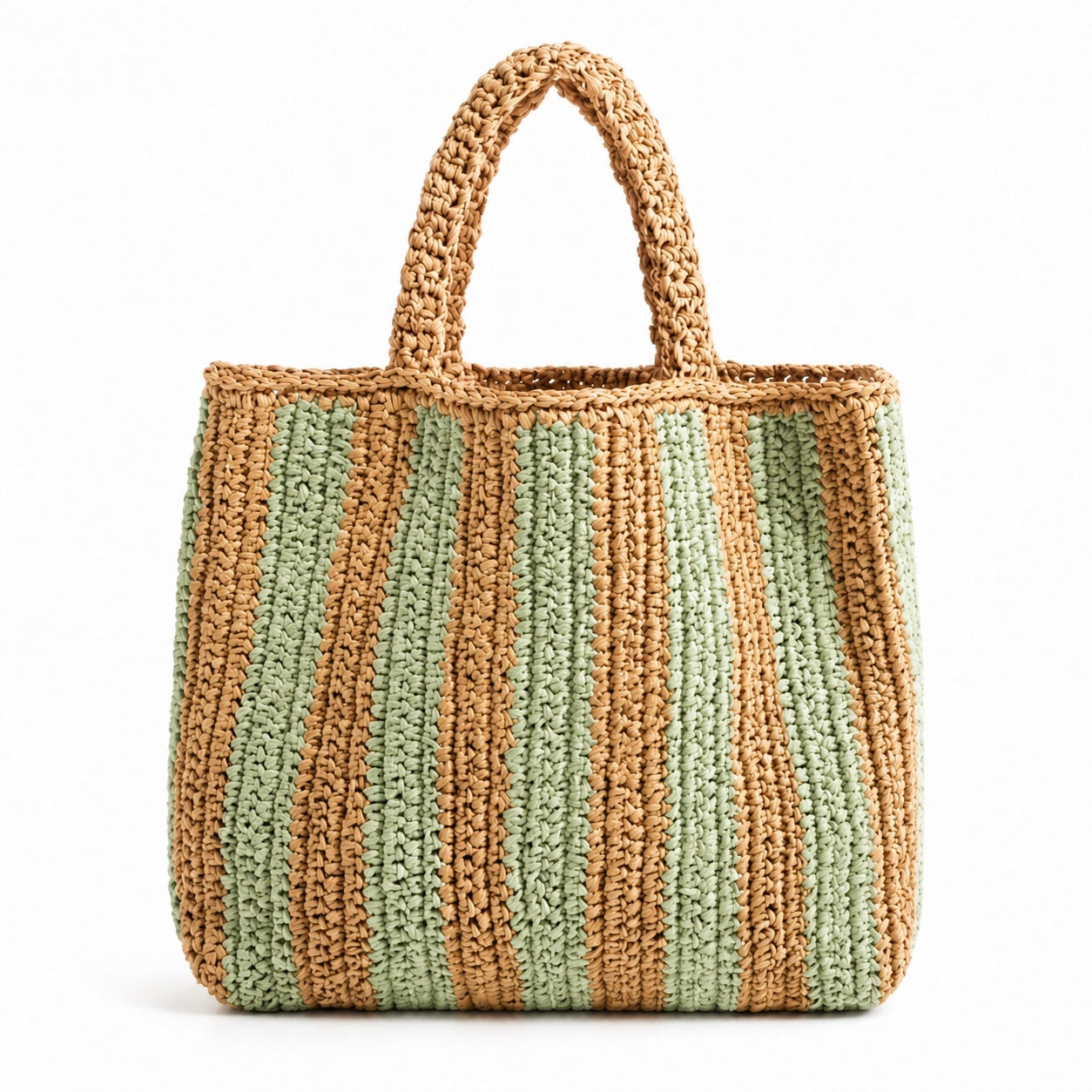 Comillas - Raffia Tote Bag in Green, front view