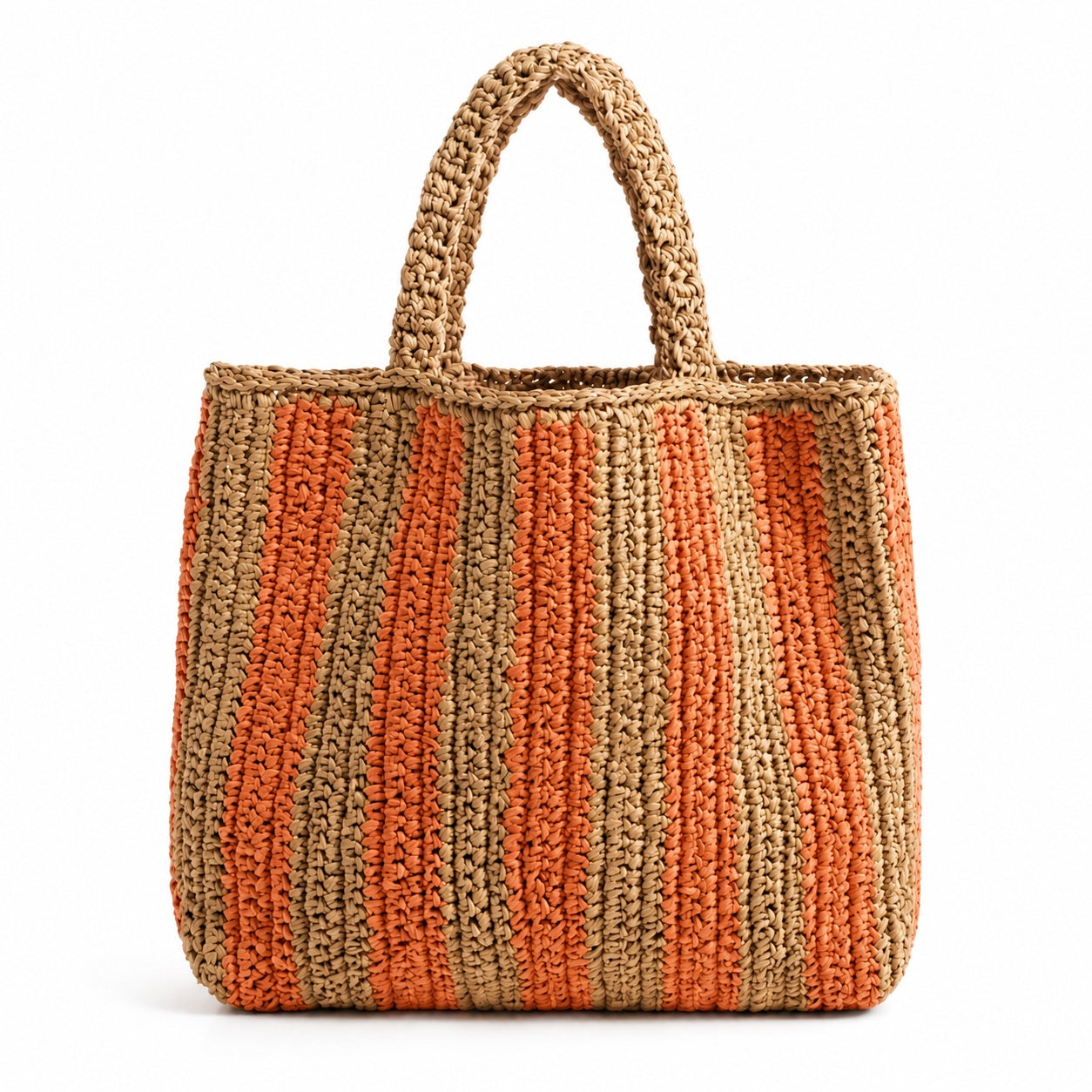 Comillas - Raffia Tote Bag in Orange, front view