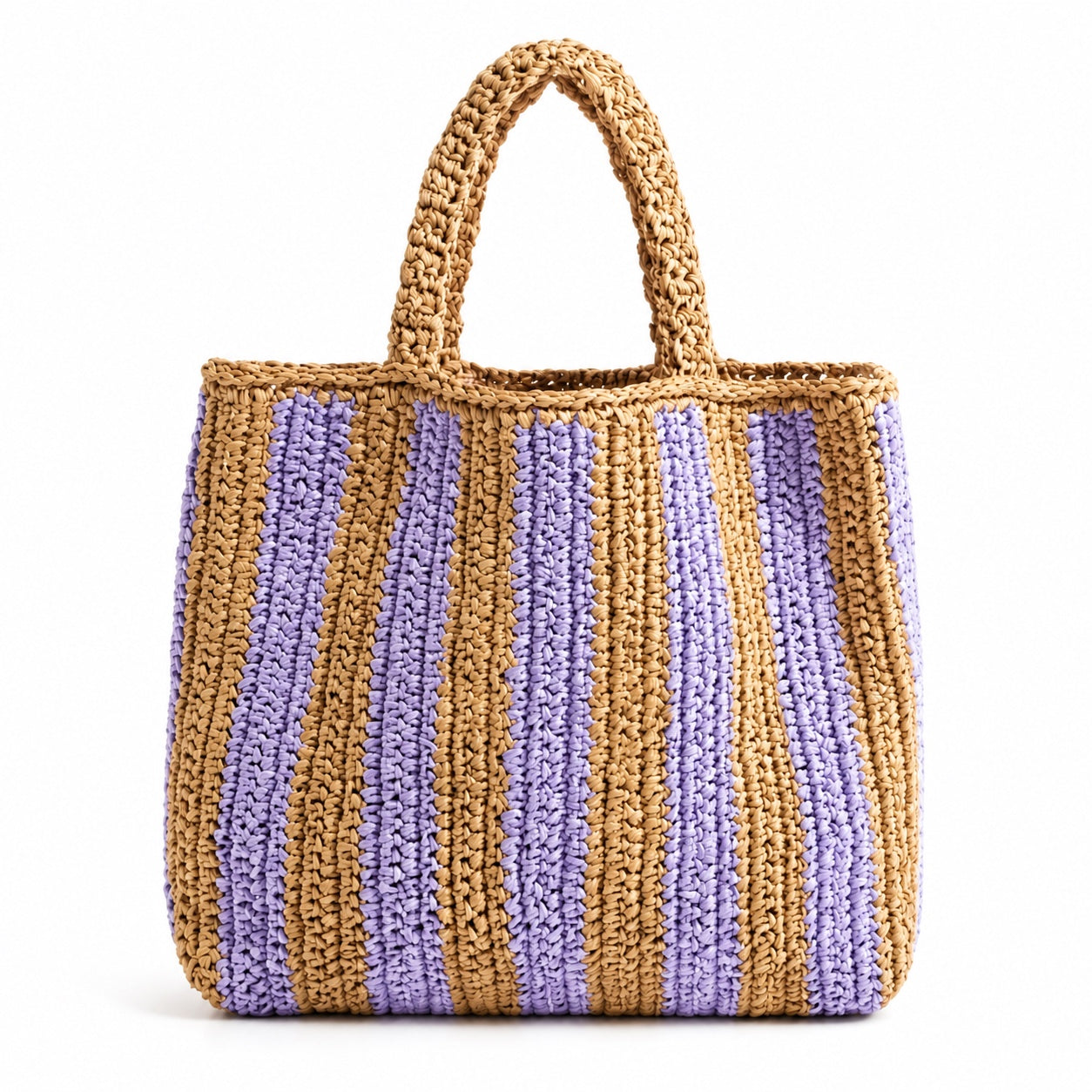 Comillas - Raffia Tote Bag in Purple, front view