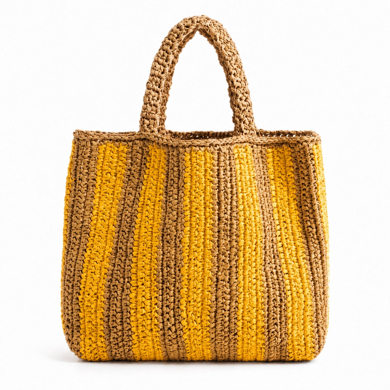Comillas - Raffia Tote Bag in Yellow, front view