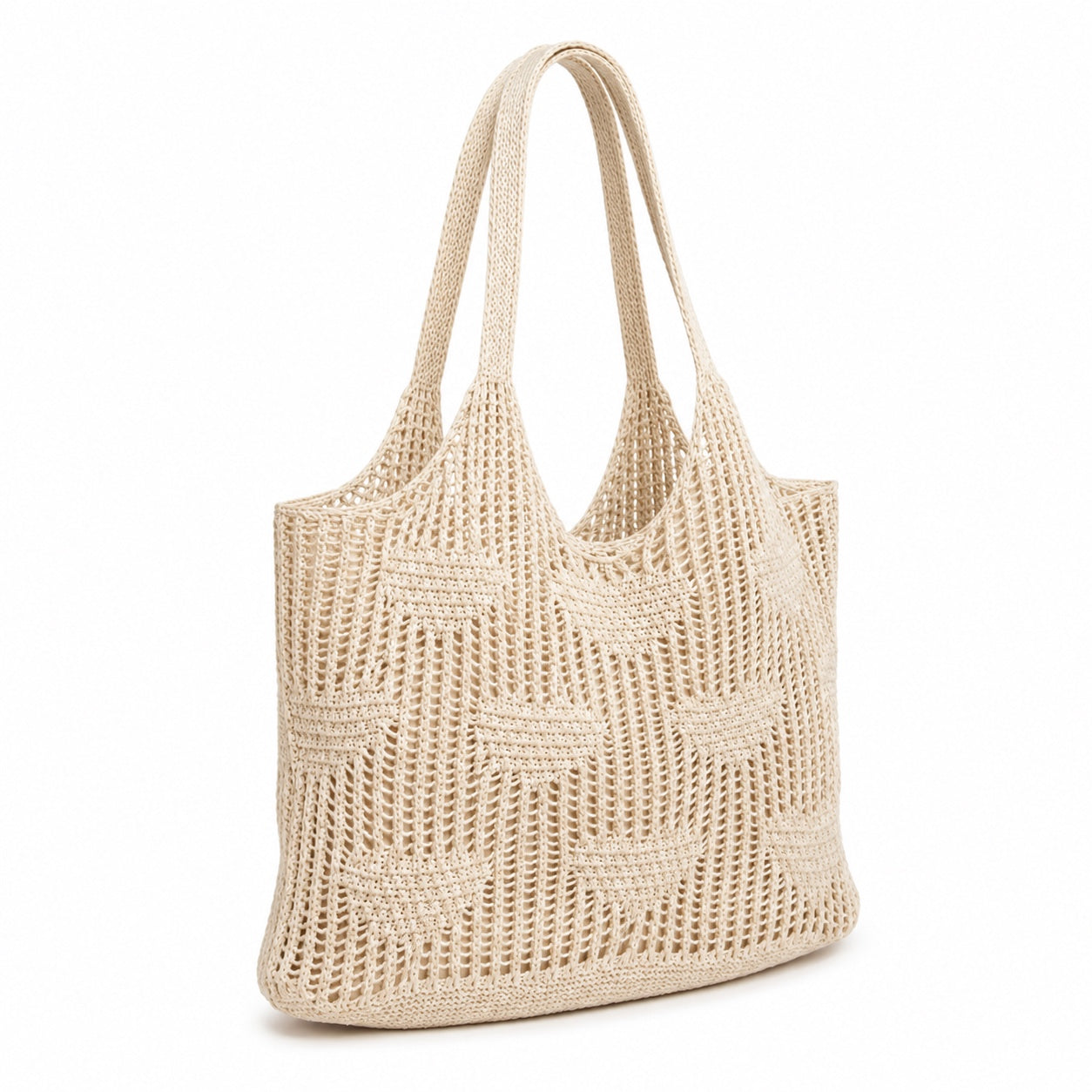 Corfu - Straw Shoulder Bag, three-quarter front view