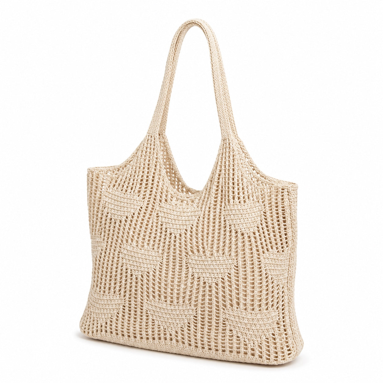 Corfu - Straw Shoulder Bag, three-quarter back view
