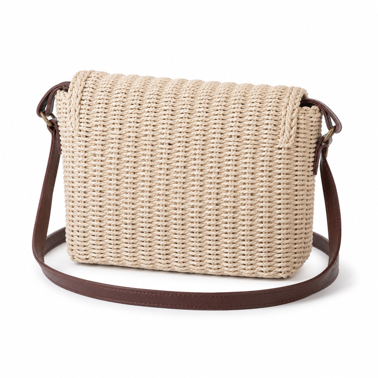 Corniglia - Straw Crossbody Bag, three-quarter back view