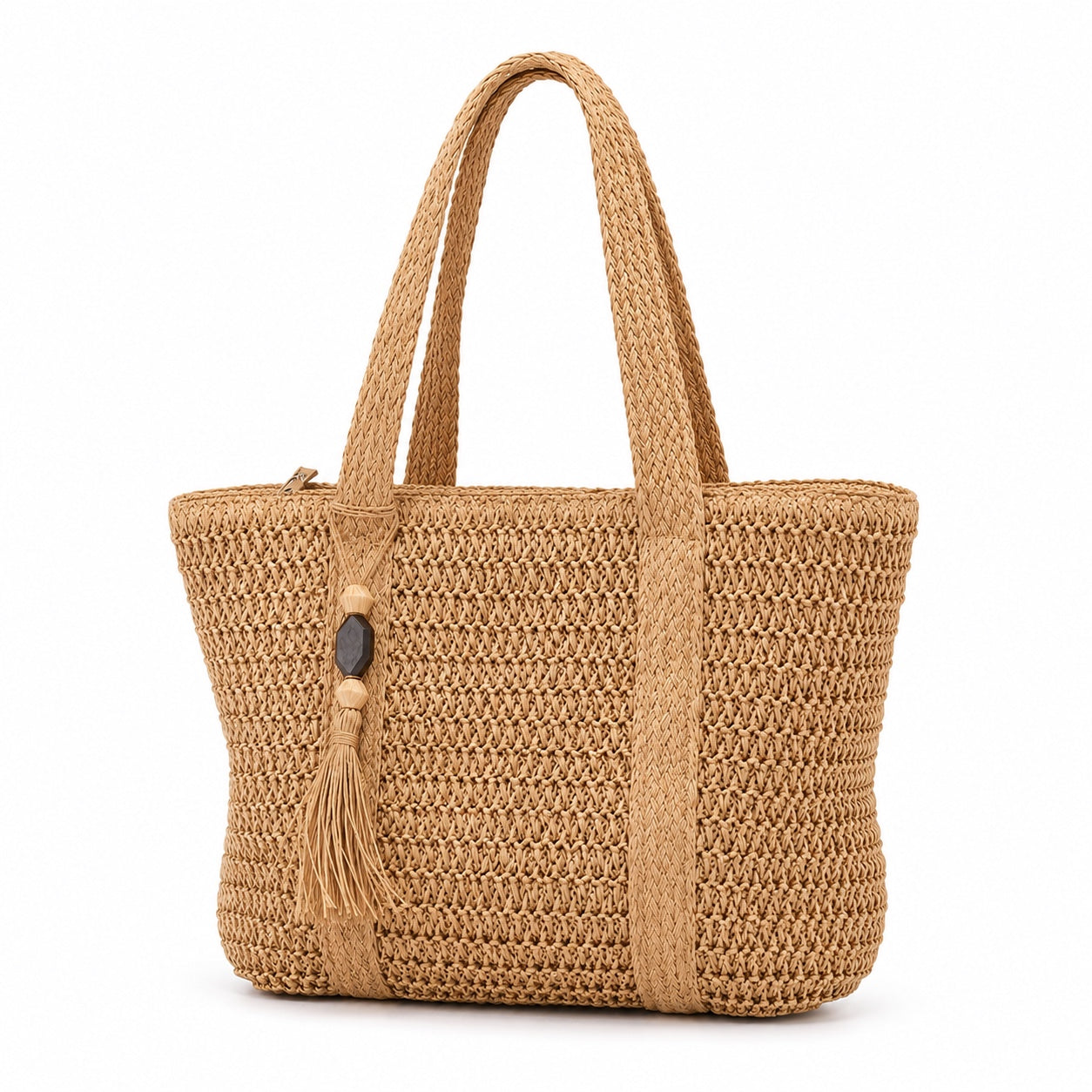 Cres - Straw Tote Bag, three-quarter front view