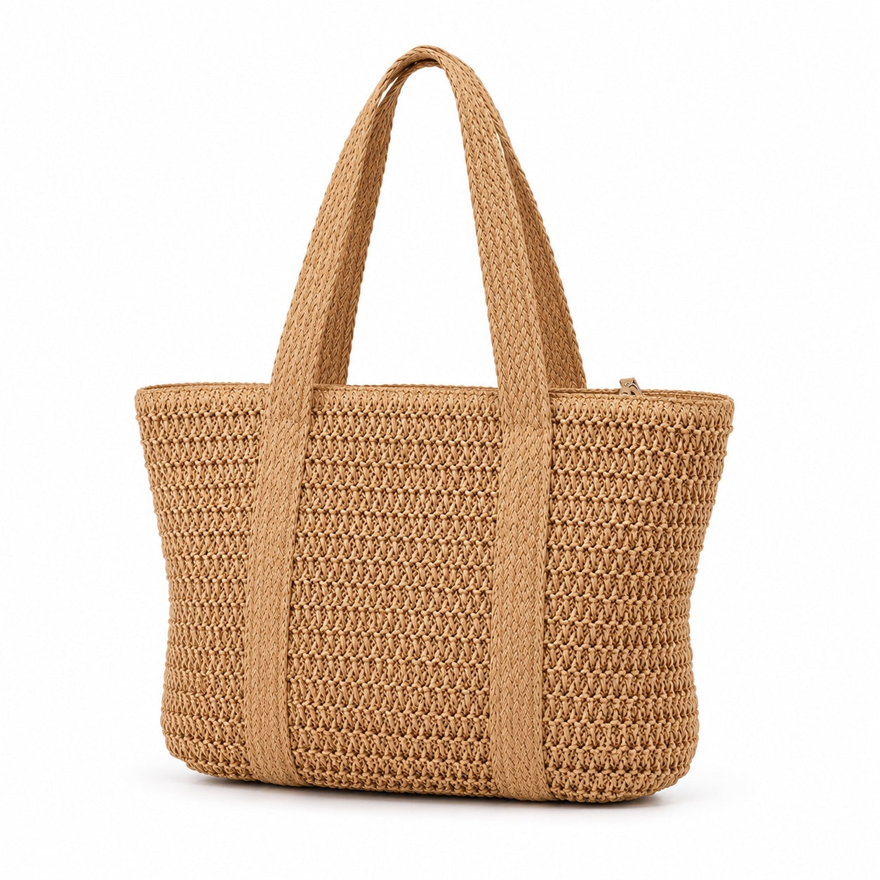 Cres - Straw Tote Bag, three-quarter back view